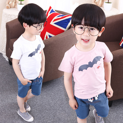 童装运动男童儿童夏装套装2016新款纯棉短袖蝙蝠两件套中小童韩版