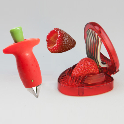 特价包邮 草莓切片器和去蒂夹 水果挖核去籽 水果分割器套装