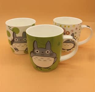 可爱宫崎骏卡通龙猫杯子创意水杯带盖陶瓷早餐杯马克杯咖啡杯包邮