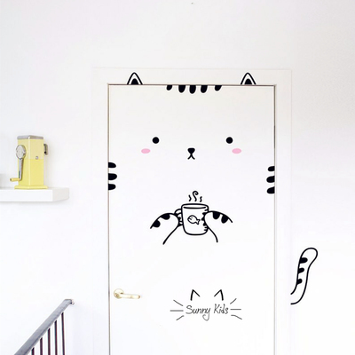 sunnykids儿童房定制ins北欧风可爱卡通猫咪小猫门贴墙贴贴纸装饰