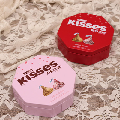 新品好时KISSES巧克力礼盒8粒装喜糖成品八角铁盒结婚庆用品