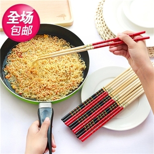 1399 长捞面条炸油条木筷子家用竹筷子 加长木质防滑火锅筷子