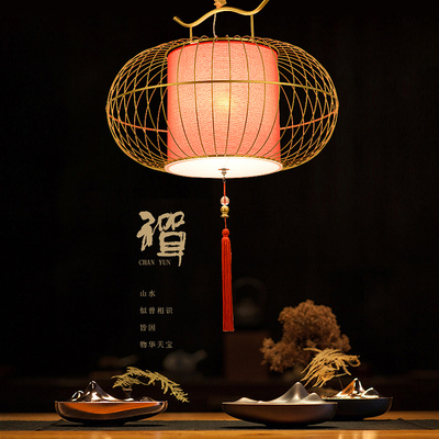 现代中国风新中式铁艺鸟笼小吊灯仿古茶楼餐厅酒店笼子灯禅意灯具