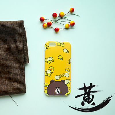 黄调原创卡通薯片布朗熊全包软壳苹果iPhone6/6s 4.7/5.5手机壳