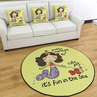 全棉地垫 亚麻卡通儿童爬行垫 客厅卧室装饰地毯 桌垫 韩式地毯