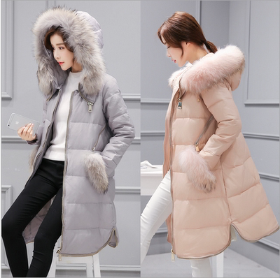 2016新款冬装韩版修身貉子大毛领中长款羽绒服女式外套加厚大码潮