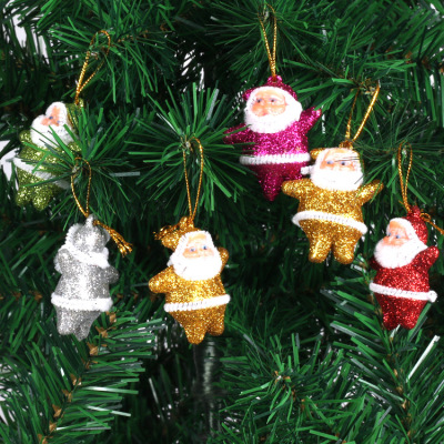 圣诞装饰品圣诞老人挂饰圣诞树挂件金色装饰橱窗装扮迷你圣诞老人
