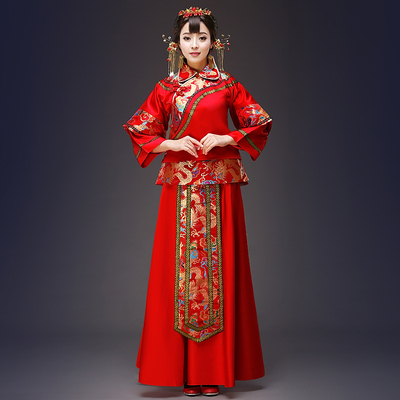 新娘中式礼服秀和服婚纱礼服复古奇葩红色秀禾服嫁衣显瘦春夏新款