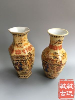 古玩收藏 仿古瓷器 陶瓷 珐琅彩 美女瓶罐 日本侍女花瓶 瓷器摆件