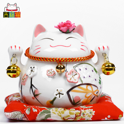 招财猫摆件 迷你小号日本正版陶瓷存钱储蓄罐情侣创意礼物办公桌