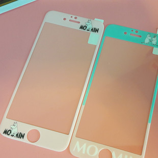 可爱moomin苹果6s钢化膜卡通姆明iPhone7全屏全覆盖6plus玻璃屏保