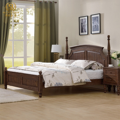 包邮美式乡村实木双人床1.5米卧室床1.8米橡木床单人床成人床婚床
