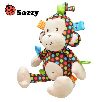Sozzy安抚小猴子拉铃音乐 婴儿车挂床挂宝宝安抚玩偶 婴儿玩具