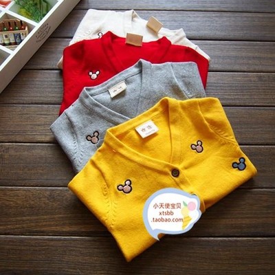 婴儿童毛衣外套米奇幼儿全棉线衣男童秋装女宝宝针织开衫0-1-2岁3