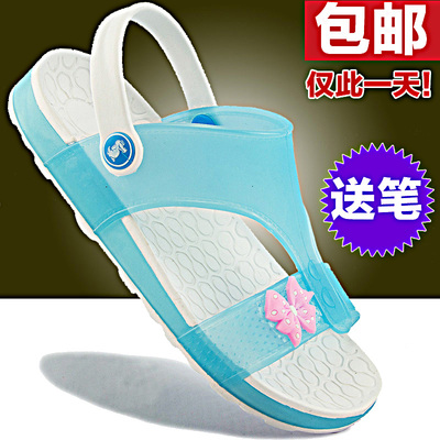 夏天女童塑料凉鞋6儿童洞洞鞋8粉紫9女孩沙滩鞋7岁小童透明k361-5