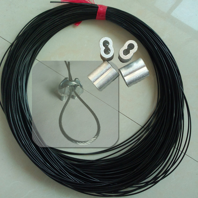 钢丝绳 镀锌钢丝绳 黑色包胶 钢丝夹一米 钢丝扣