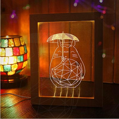 3D相框灯实木夜灯 创意礼品灯立体LED小夜灯 新奇生日情人节礼物