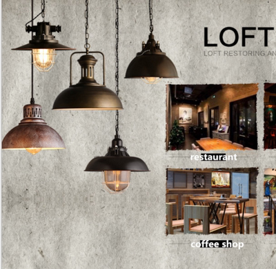 loft北欧复古工业风餐厅美式房间创意铁复古咖啡厅会所服装店吊灯