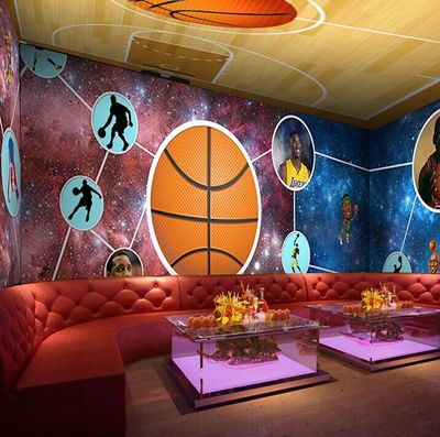 大型壁画NBA篮球足球明星主题KTV酒吧卧室背景墙纸无缝无纺布壁纸