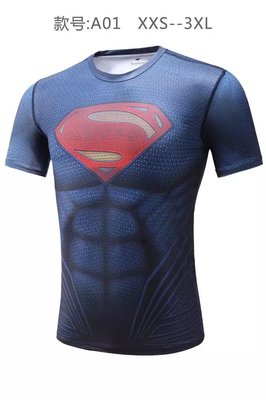 超人健身紧身衣复仇者联盟美国队长运动速干短袖男T恤儿童运动衣
