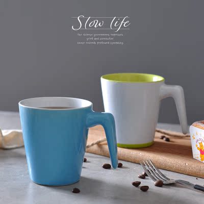 创意杯子陶瓷 个性马克杯简约咖啡牛奶早餐杯色釉多色可选