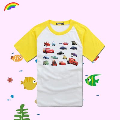小孩男女童儿童短袖T恤汽车总动员童装纯棉衣服闪电麦昆打底衫