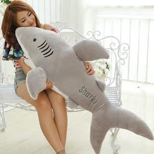 创意可爱大白鲨公仔毛绒玩具鲨鱼抱枕布娃娃玩偶男女生日礼物包邮