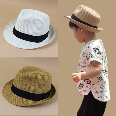 2016夏天男女儿童草帽沙滩遮阳帽子儿童礼帽渔夫帽宝宝帽亲子帽子