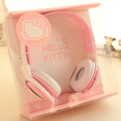韩版KT猫头戴式耳机 重低音可爱卡通手机耳机带麦通用女生