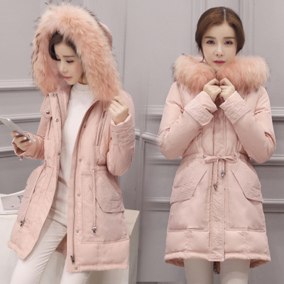 韩国大毛领羽绒服女中长款2016冬装新款大码连帽奢华修身女装外套