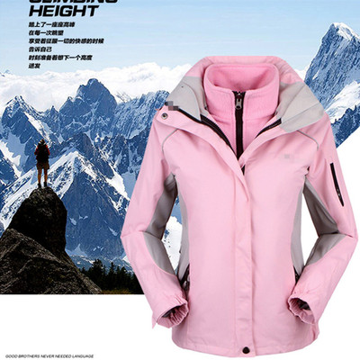 新款冲锋衣女三合一两件套冬春季户外抓绒加厚保暖登山滑雪服