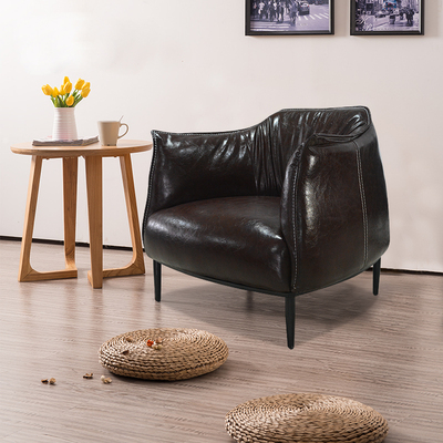 北欧设计师家具单人沙发椅咖啡厅酒店休闲现代创意真皮沙发小户型