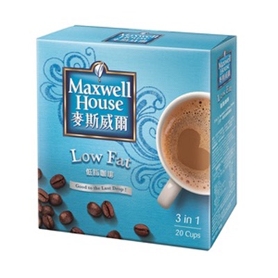 香港代购MAXWELL HOUSE麦斯威尔3合1速溶低糖低脂咖啡 20包