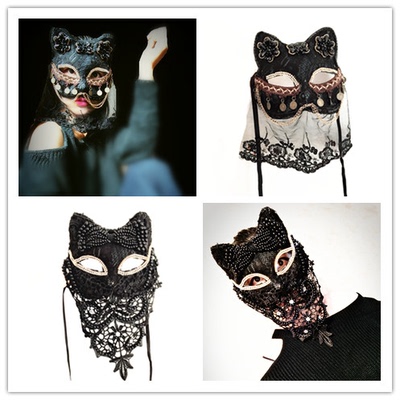 夸张猫面具蒙面歌王舞台面具万圣节假面装饰漫展和风日式面具
