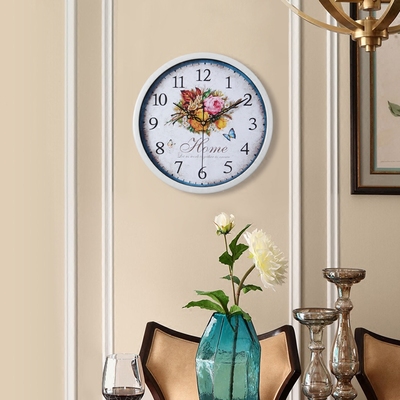 欧哥华 客厅挂钟欧式餐厅钟表现代创意时钟圆形钟表田园静音卧室
