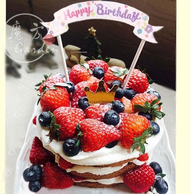 【魔方小站】新鲜水果动物奶油蛋糕 草莓裸蛋糕 节日蛋糕 限成都