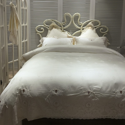 欧式蕾丝天丝四件套 浪漫法式蕾丝公主风床上用品样板房婚庆套件