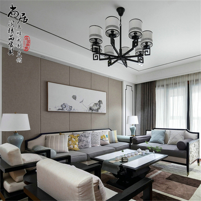 新中式实木沙发组合客厅水曲柳沙发现代简约样板房间工程家具定制