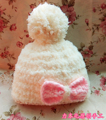 纯手工编织婴儿幼儿宝宝毛线帽子 儿童秋冬新款加厚保暖婴儿帽子