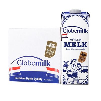 【包邮】荷兰进口牛奶Globemilk荷高全脂纯牛奶早餐儿童1L*6盒/箱