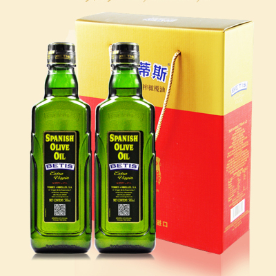 西班牙进口特级初榨贝蒂斯橄榄油礼盒装500mlx2瓶食用油福利送礼