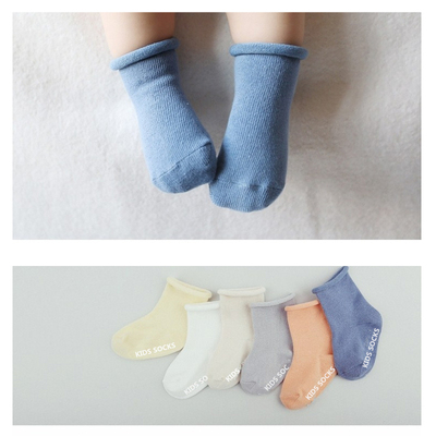 宝宝纯棉袜子防滑单袜0-12个月婴儿袜纯色透气袜男女宝宝学步袜子