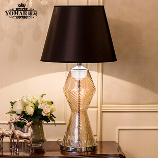 耀马欧式玻璃水晶台灯 简约创意卧室床头灯 个性时尚客厅装饰灯具