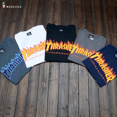 Thrasher Magazine Flame Logo T-Shirt 火焰全棉短袖 情侣TEE