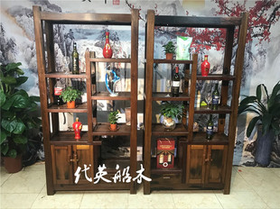 中式古典老船木博古架多宝阁个性书架实木茶叶架隔断展示柜置物架