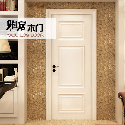 雅居美式实木门烤漆套装门白色简欧 木门卧室门室内门房间门简美