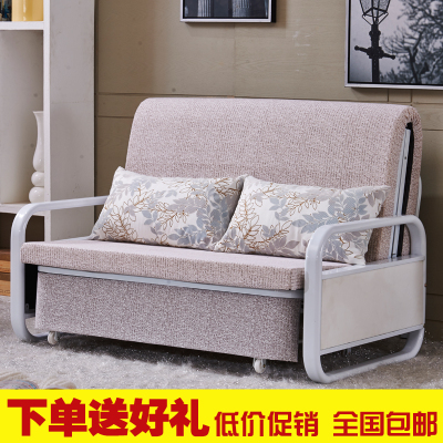 沙发床布艺可折叠沙发床1.5米1.2米小户型单人双人沙发实木客厅