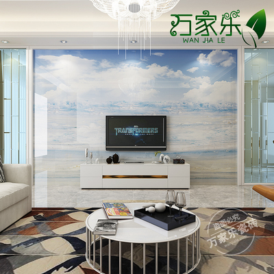 微晶石电视背景墙 大理石瓷砖背景 现代简约沙发客厅墙 蓝天大海