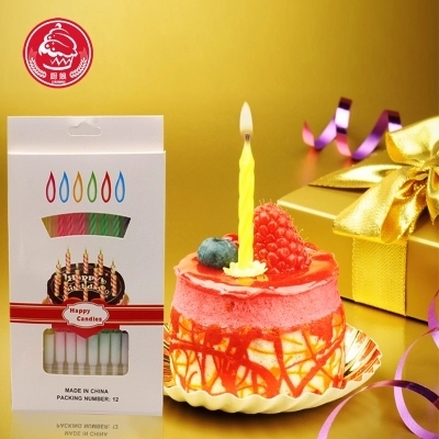 彩焰生日蜡烛 创意浪漫蜡烛 五彩生日蛋糕蜡烛 数量可选盒装