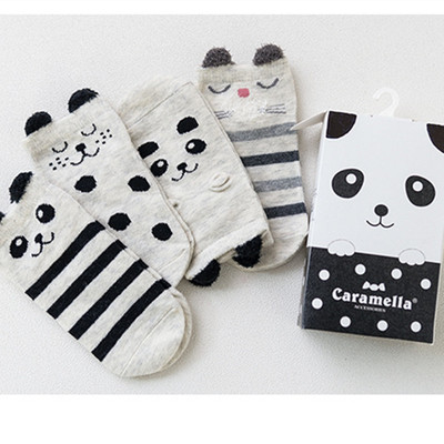 春夏礼盒装儿童船袜卡通熊猫动物中大童男女袜纯棉宝宝亲子袜短袜